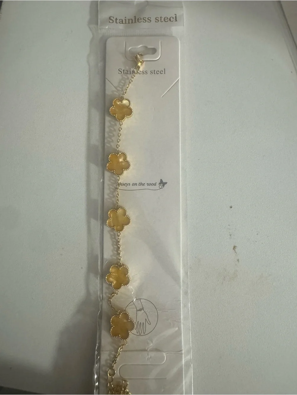 Gold Clover Link Bracelet - Unbranded